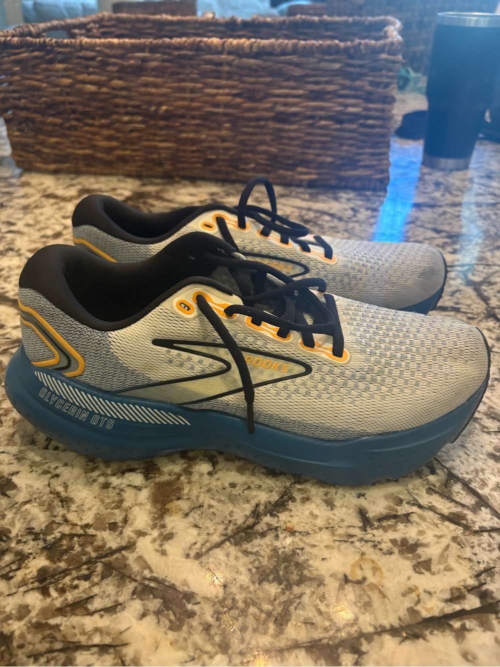 Brooks Men's Athletic Shoes in Light Gray, Blue & Yellow
